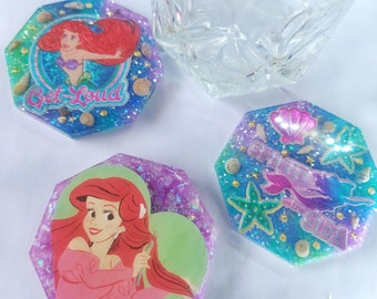 The Little Mermaid Coaster - Mermaid Resin Coaster - Ariel Decor