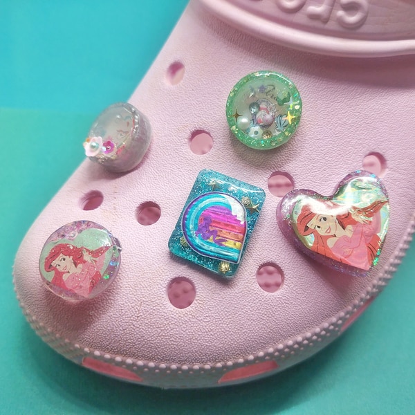 Mermaid Shoe Charms - Shoe Charms Ariel - Crocs Jibbitz - Shaker Charms - Miniature Shaker Charms