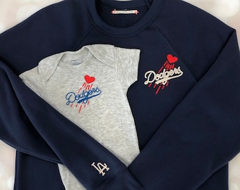 Dodgers Onesie - Baby Baseball MLB Dodgers Fan Bodysuit - Matching Adult Crewneck Sold Separately