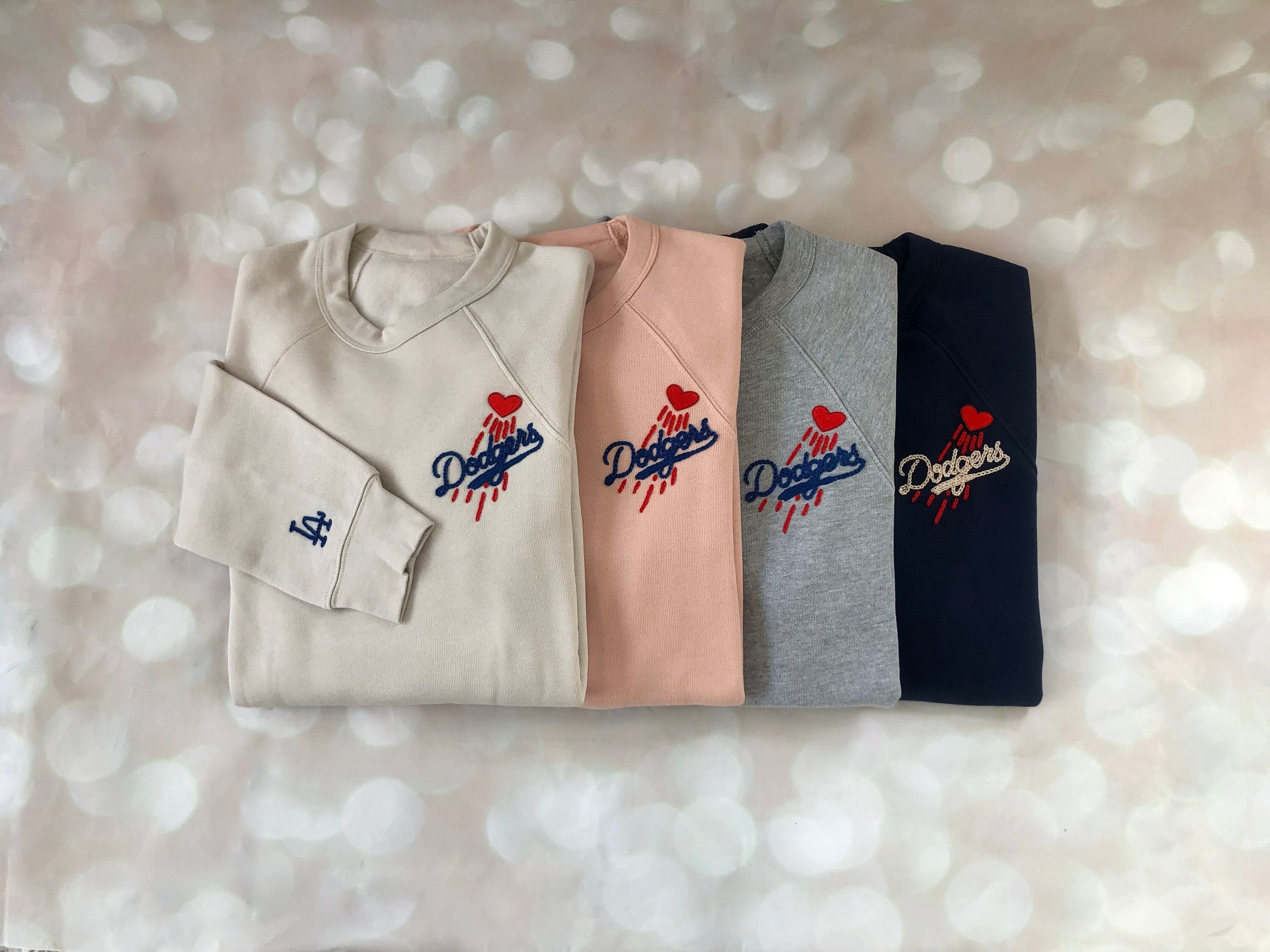 Dodgers Embroidered Raglan Crewneck Sweatshirt Unisex clothing