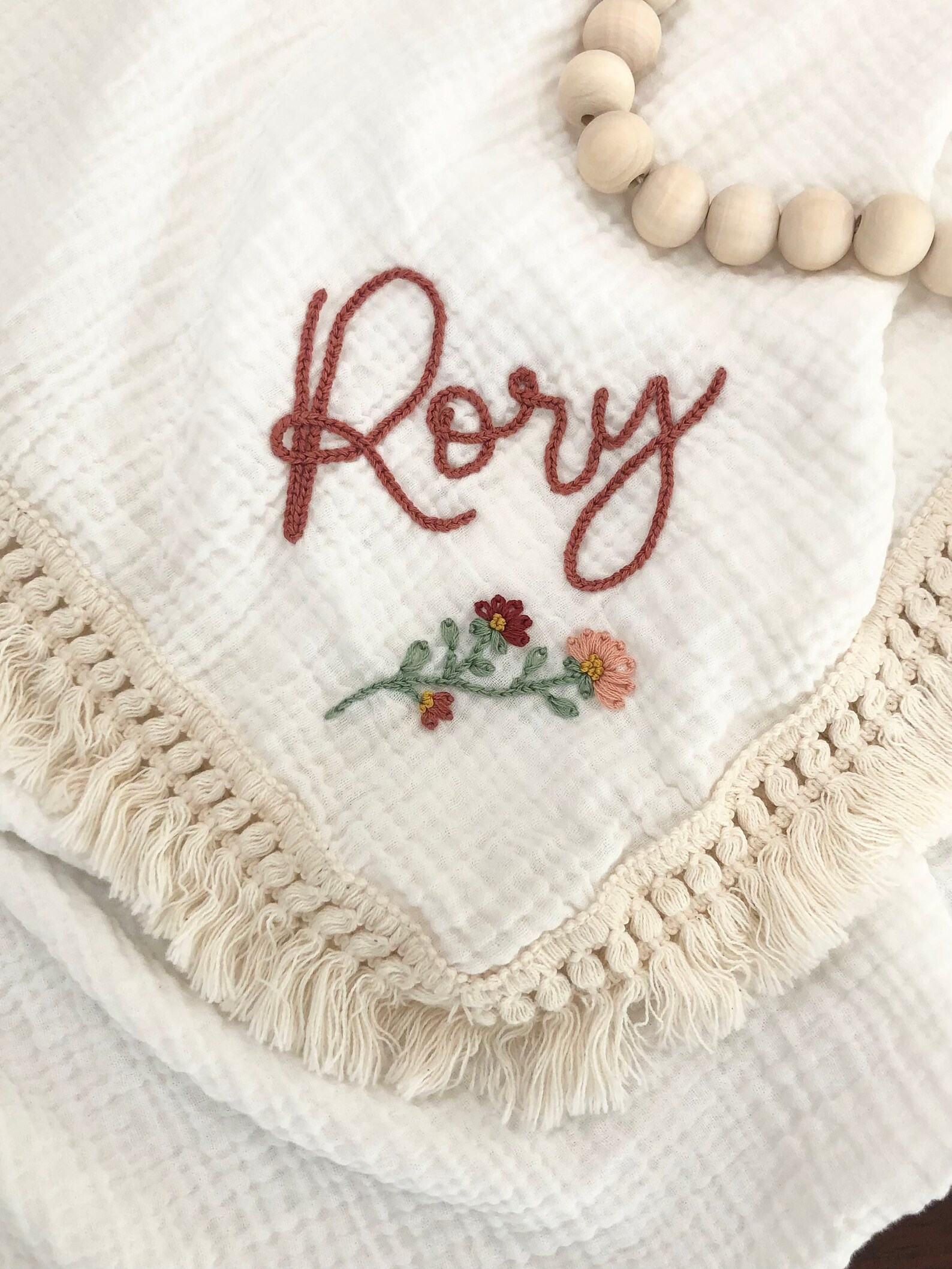 Personalized Baby Swaddle Blanket Hand Embroidered Monogram Etsy