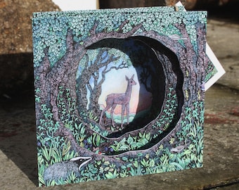 The Wood at Dusk - Double-sided, Papercut Concertina Card