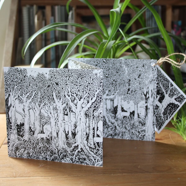 In The Forest - a double-sided concertina greetings card