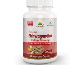 Ashwagandha Capsules: Indian Ginseng, Maximum Strength (60 Vegetarian Capsules)