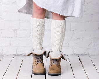 Merino Wool Cable Knit Leg Warmers Pattern (PDF Download)