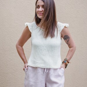 Knitting Pattern for Women Summer Cotton Raglan Top Pdf file (Flit Top)