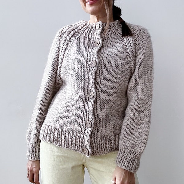 Knitting pattern Spicula Cardigan Oversized cropped cardigan pattern Chunky knitted cardigan pattern Easy top down raglan women sweater pdf