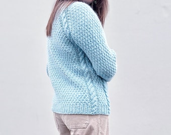 Knitting Pattern Chunky Raglan Top Down Oversized Cable Pullover (English PDF download, Terrain Sweater)