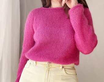 Knitting pattern Cardamon sweater Mohair top down sweater pattern Classic easy pullover pdf Mohair women raglan sweater pattern PDF download