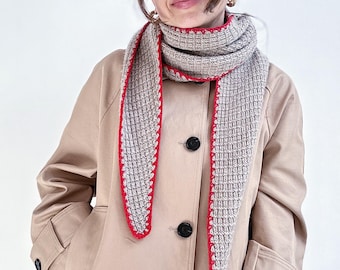 Knitting Pattern Unisex Triangle Versatile Shawl with Crochet Edge - Contour Scarf (English Pdf file)