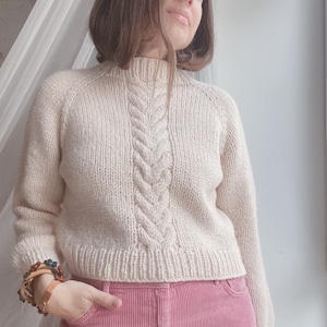 Knitting Pattern Twins Cables Sweater Chunky Knit Sweater Pattern Easy ...