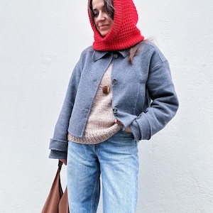 Basic Textured Hood Knitting pattern - Unisex Easy Knitted Snood (English Pdf download, Contour Hood)