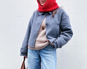 Basic Textured Hood Knitting pattern - Unisex Easy Knitted Snood (English Pdf download, Contour Hood)