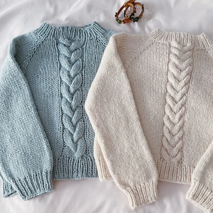 Chunky Cable Sweater Knitting Pattern: Oversized Raglan, Cropped or Regular Pullover (PDF Download)