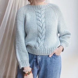 Knitting Pattern Twins Cables Sweater Chunky Sweater Pattern Cropped ...