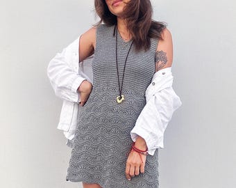Seesaw Dress Knitting Pattern: Sleeveless Cotton Linen Summer Tunic (PDF Download)