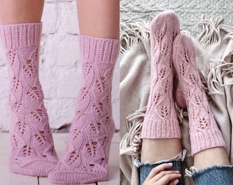 Set of 2 lace socks knitting patterns/ Silver Night Socks fingering and dk weight socks Lace socks pattern Easy socks pattern PDf download
