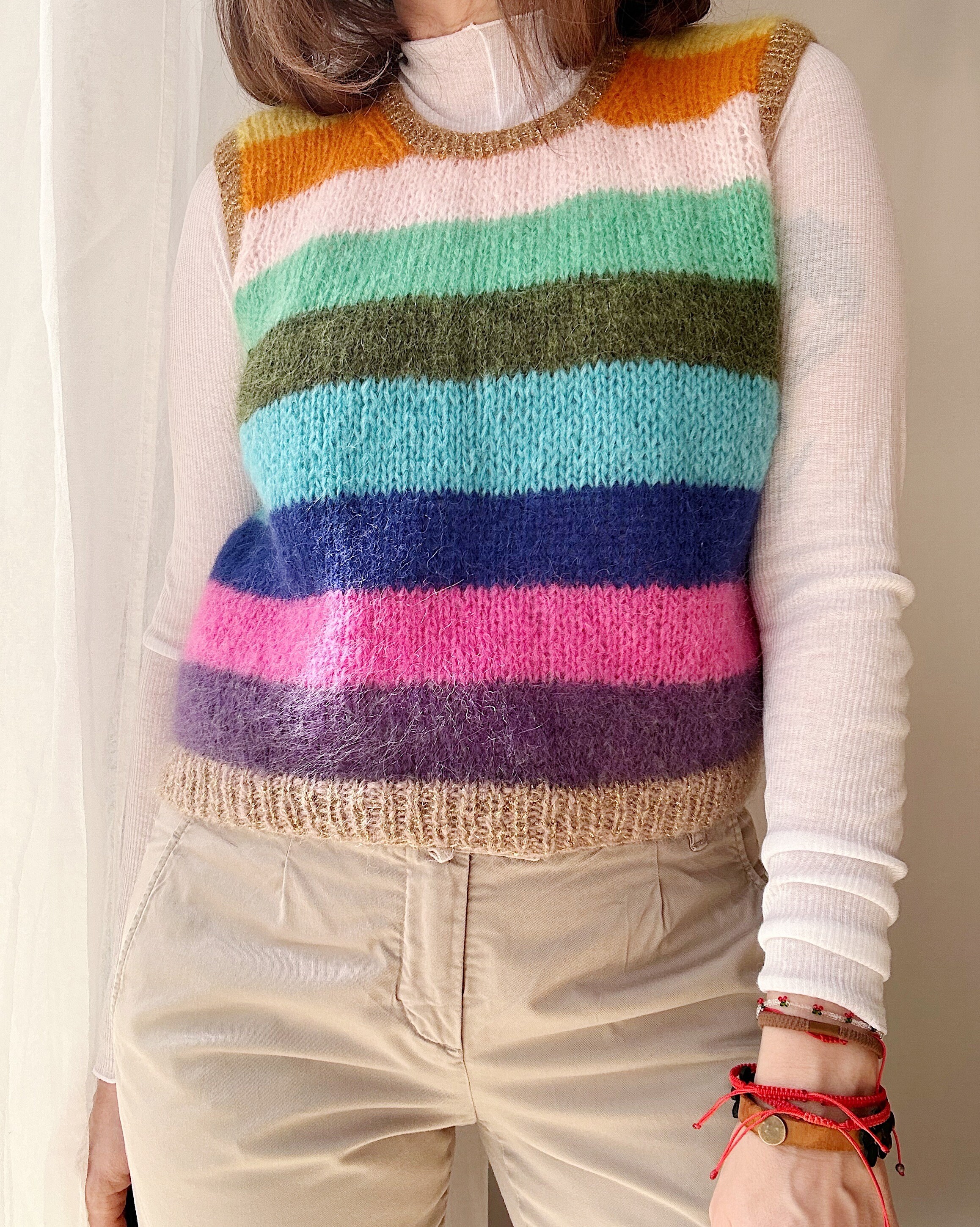 ☆SUPERJUNIOR 着用☆関税込★MARCATORY★COZY STRIPE KNIT VEST Stripe Knit Novelty Vest – Shop Karlie