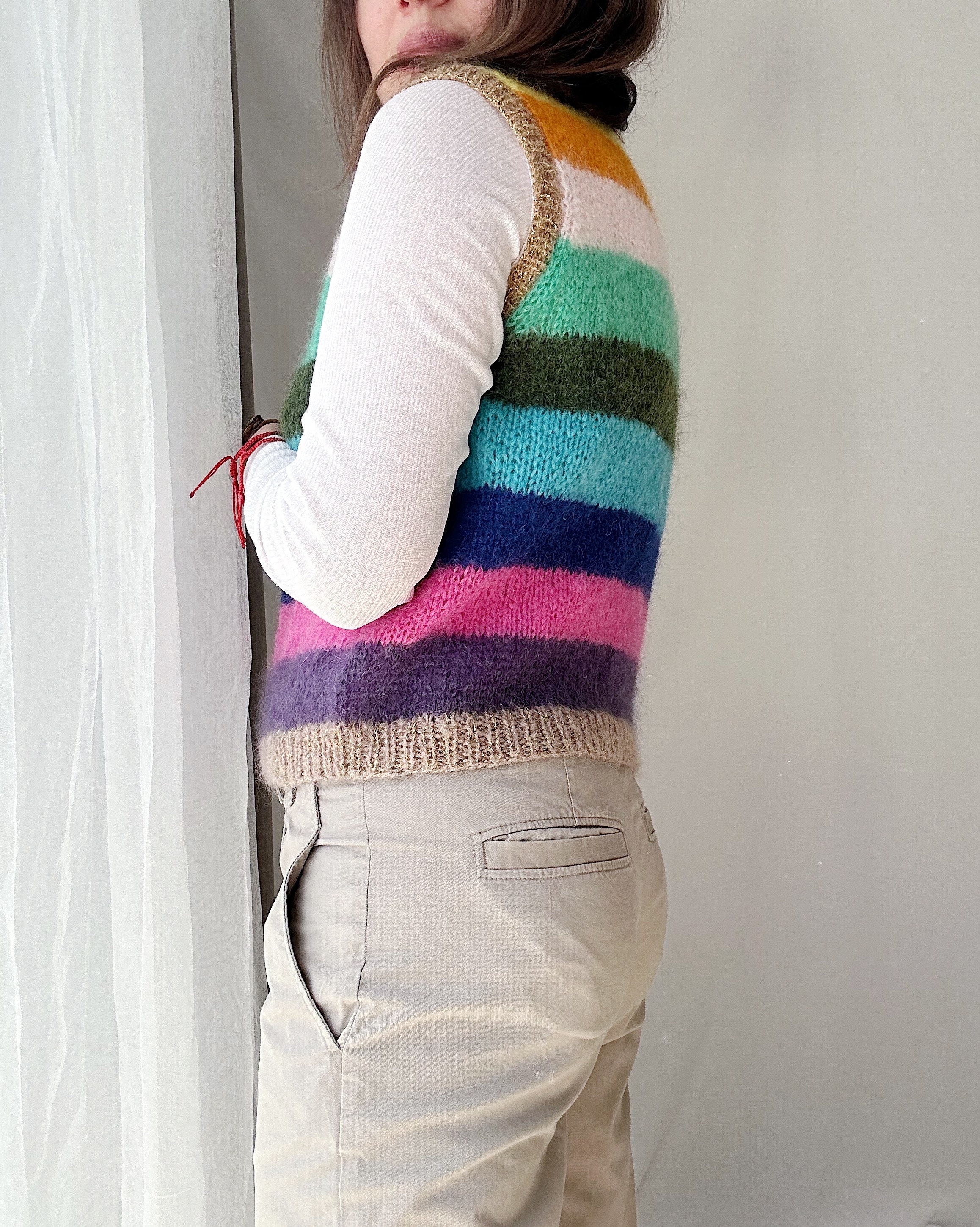 READY to SHIP Size XS/S Bright Mohair Vest Cropped Sweater