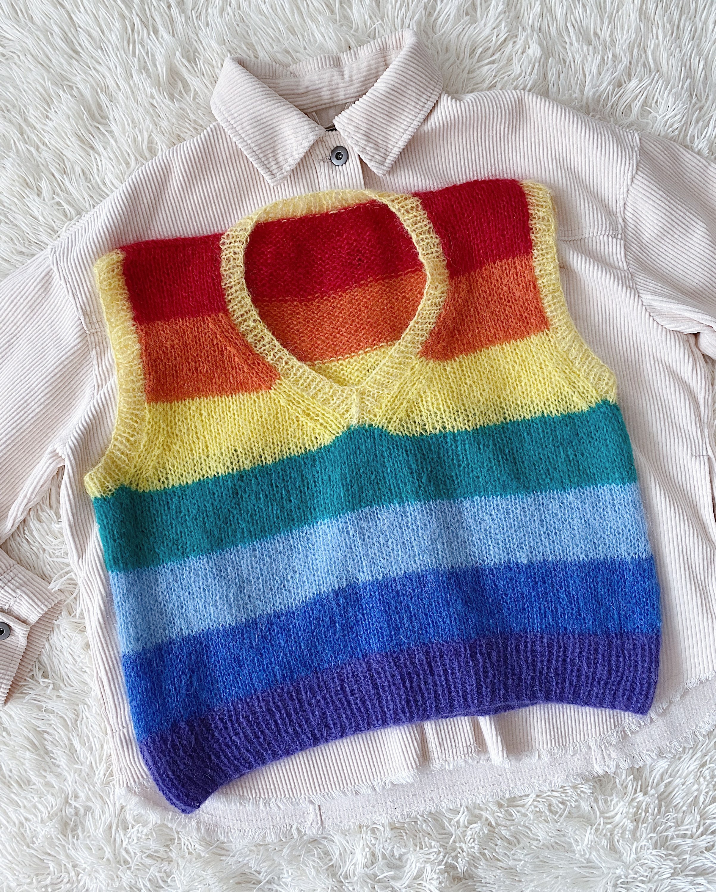Rainbow Mohair Sweater Vest Striped 
