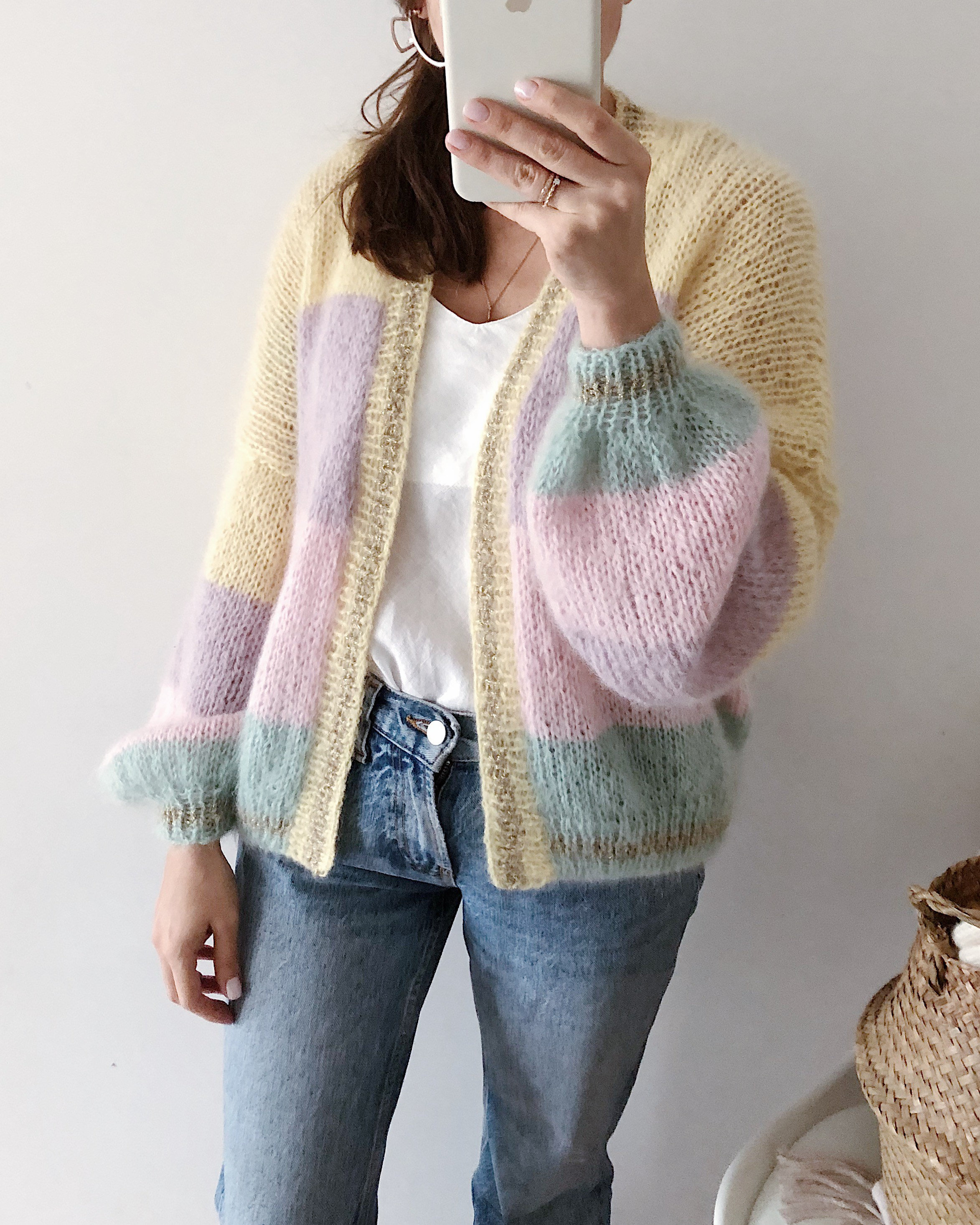 Knitting Pattern Stripes and Stars Cardigan Mohair Cardigan