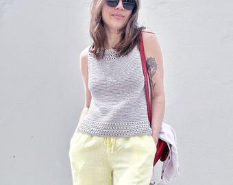 Knitting Pattern Easy Summer Cotton Tank Top (English PDF Pattern)