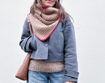 Knitting pattern Easy Textured Snood with Contrast Crochet edge - Contour Cowl (English Pdf download)
