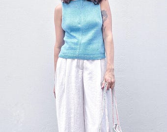 Knitting Pattern, Minimalistic Summer Tank, Basic Cotton Women Tee (English PDF Pattern, Austere Top)