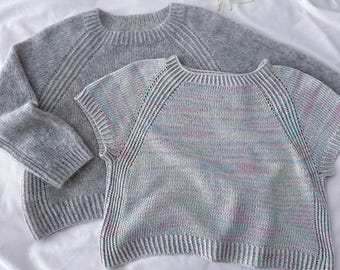 Modelli di maglia per maglioni e t-shirt Lea: set di pullover oversize Raglan Basic Top-Down (scarica PDF)