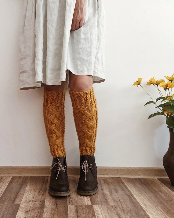 Knitting Pattern: Cabled Chunky Wool Leg Warmers (PDF Download)