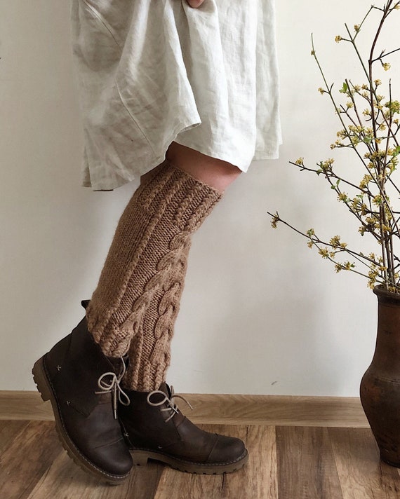beige leg warmers