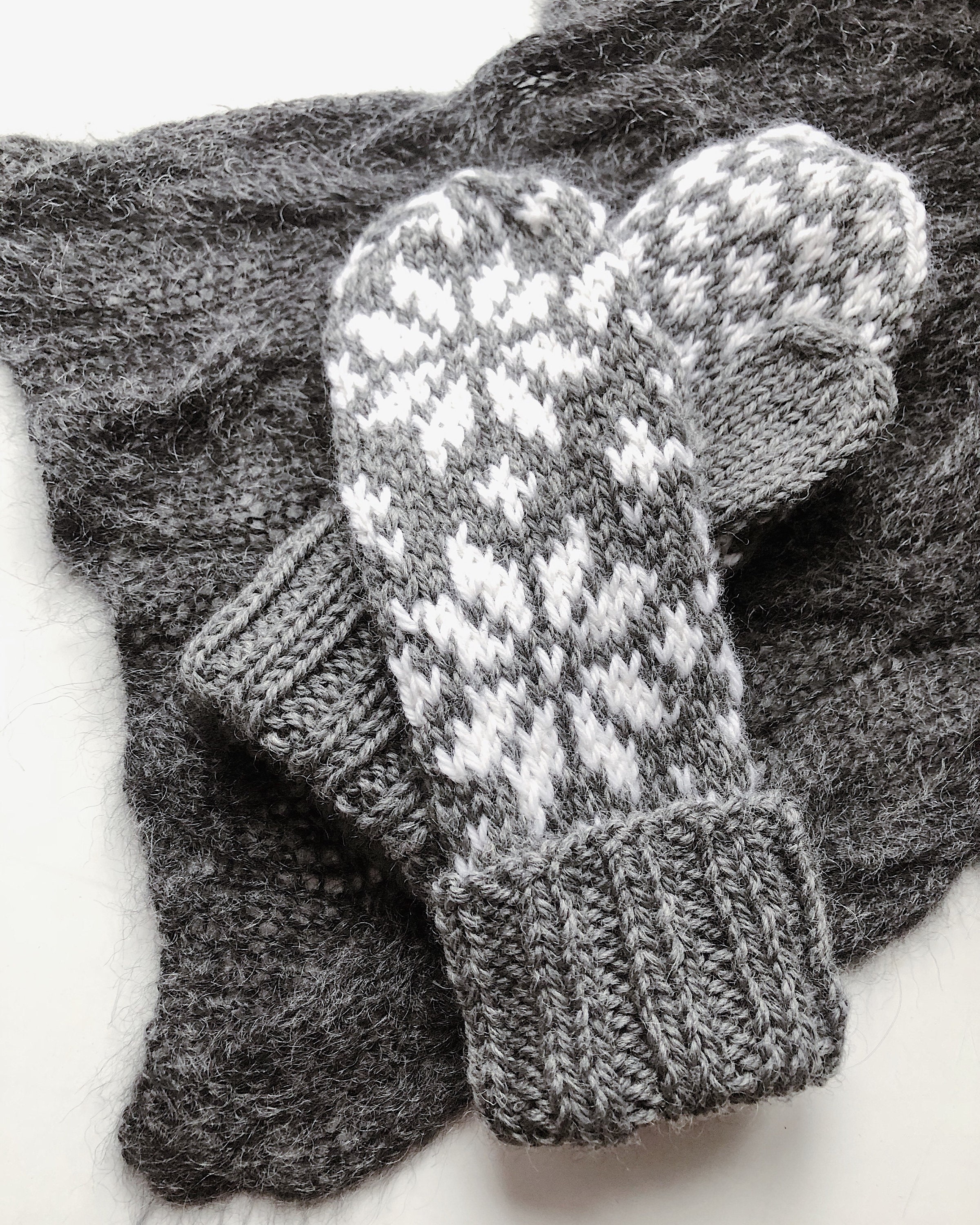 Wool mittens Grey knitted mittens Winter gloves Nordic women Etsy