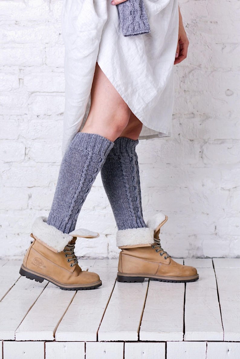 Grey merino wool leg warmers Warm women winter home leg Etsy