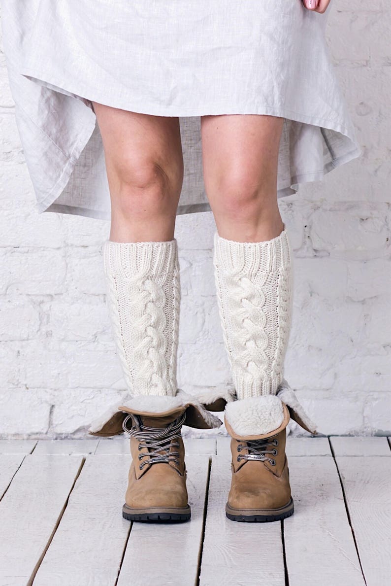 Merino Wool Leg Warmers Natural Wool Leg Warmers Thick Women Etsy