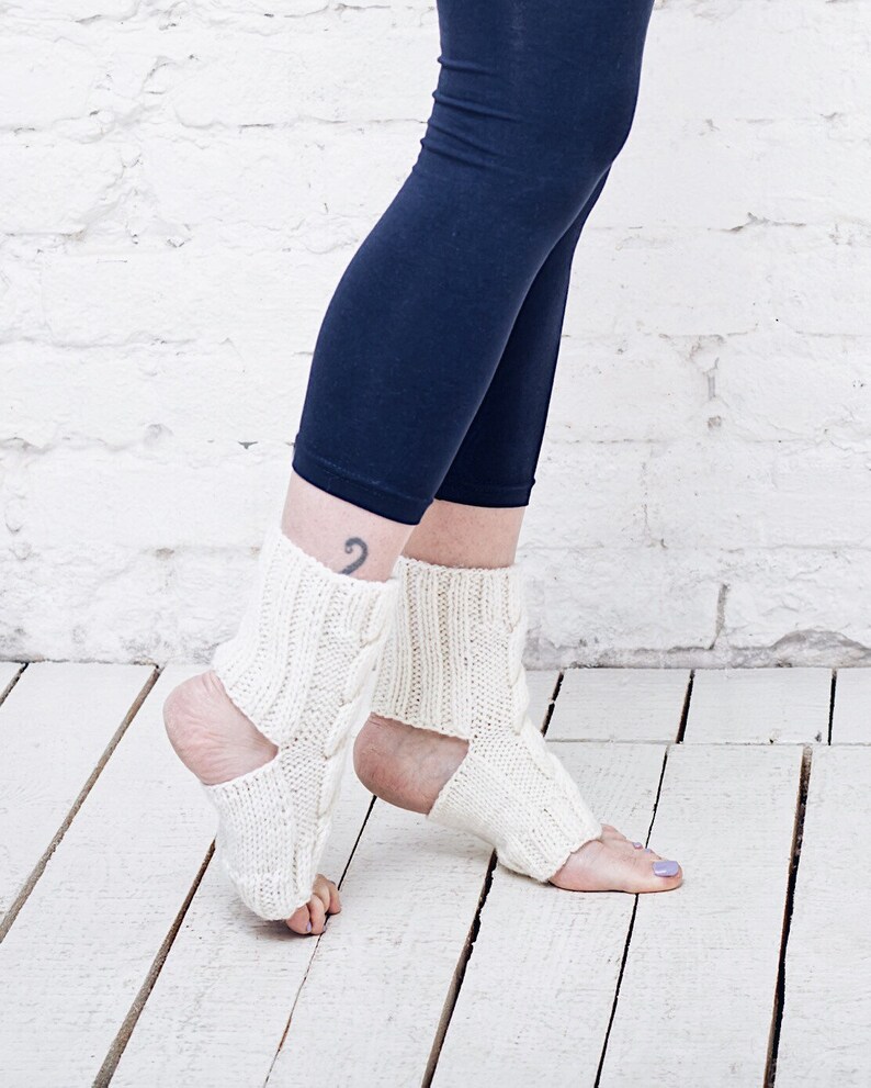 White yoga socks Pilates socks Knitted pedicure socks Yoga Etsy