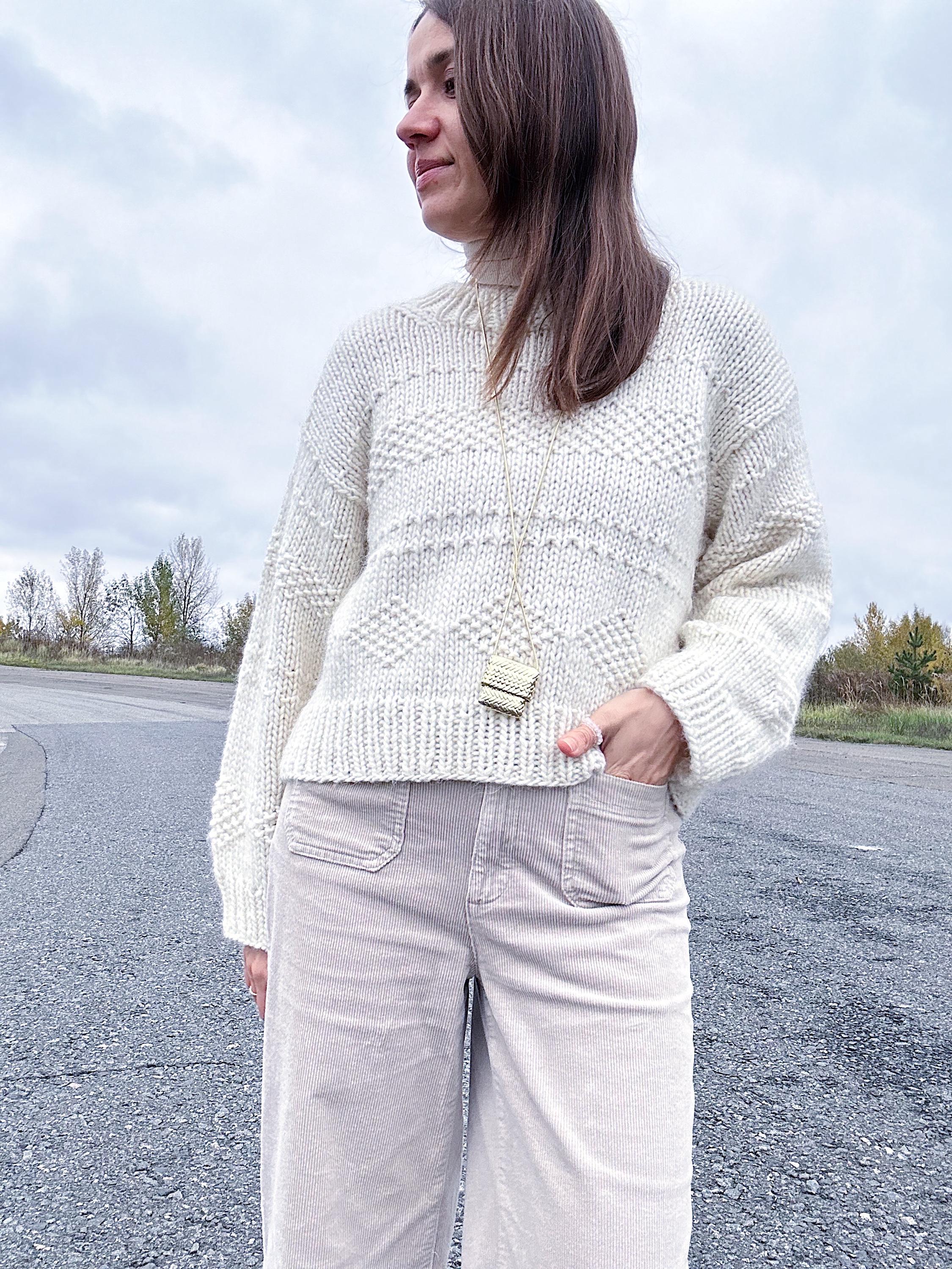 Knitting Pattern for Chunky Cropped Oversized Pullover With