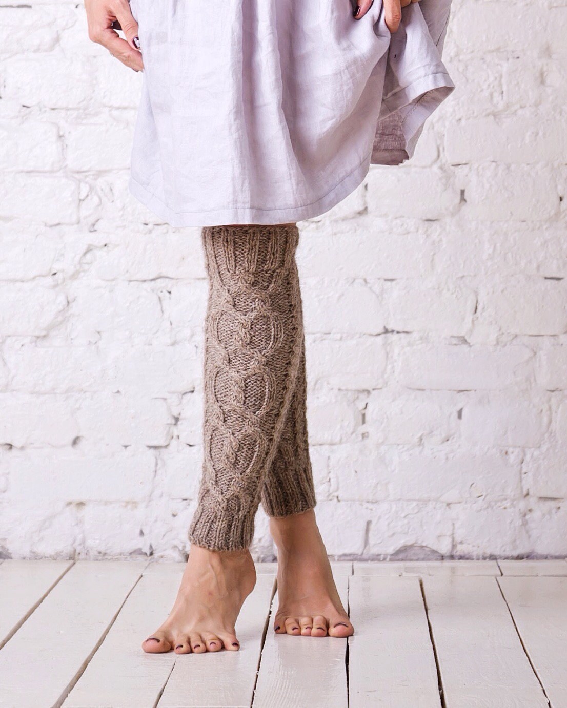 Merino wool leg warmers Beige leg warmers Over knee leg Etsy