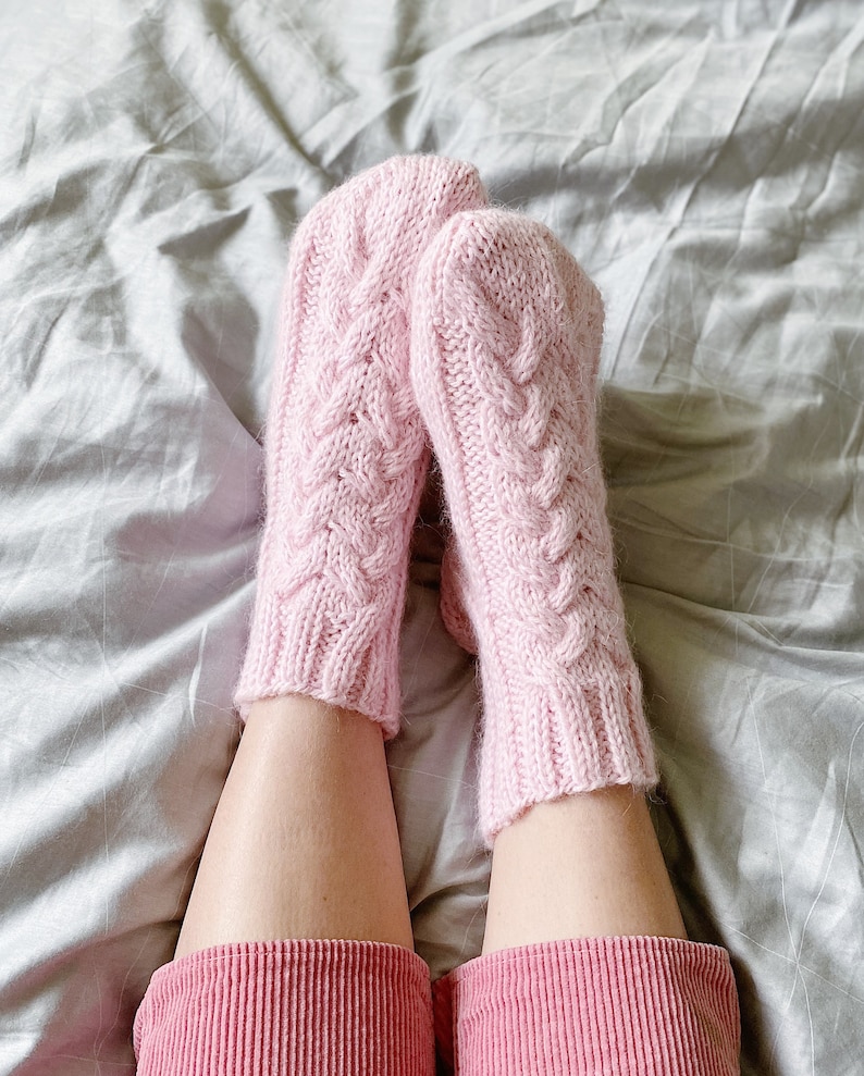 Knitting pattern Amelia Chunky Socks Cable socks pattern Easy socks pattern Thick socks pattern Women socks knitting pattern Pdf download image 2