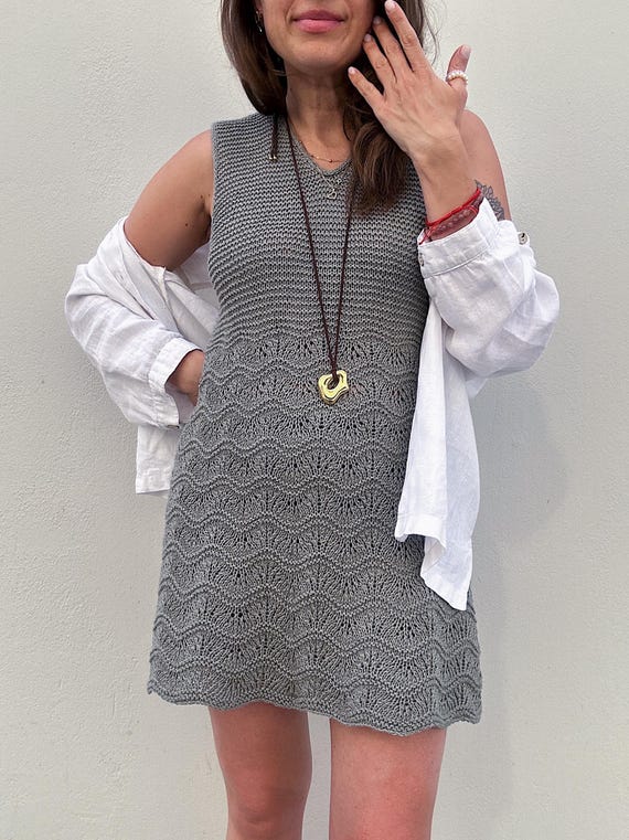 Seesaw Dress Knitting Pattern: Sleeveless Cotton Linen Summer Tunic (PDF  Download)