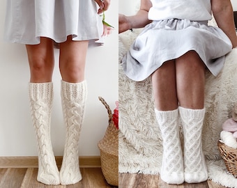 Set of 2 sock patterns Chunky thick socks knitting pattern Cabled aran socks pattern Women winter socks Thick socks pattern PDF download