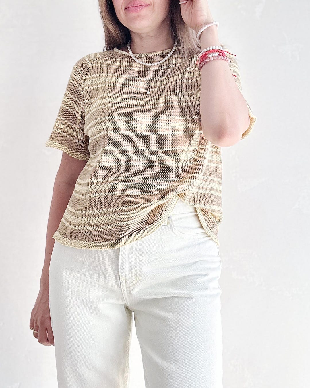 NKNIT striped pattern KNIT shirts サイズ①美品 NKNIT striped pattern KNIT shirts サイズ①美品
