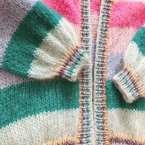 Striped mohair cardigan Colorful chunky cardigan Open front mohair cardigan Luxury knitted cardigan Striped bomber cardigan Glitter cuffs image 7