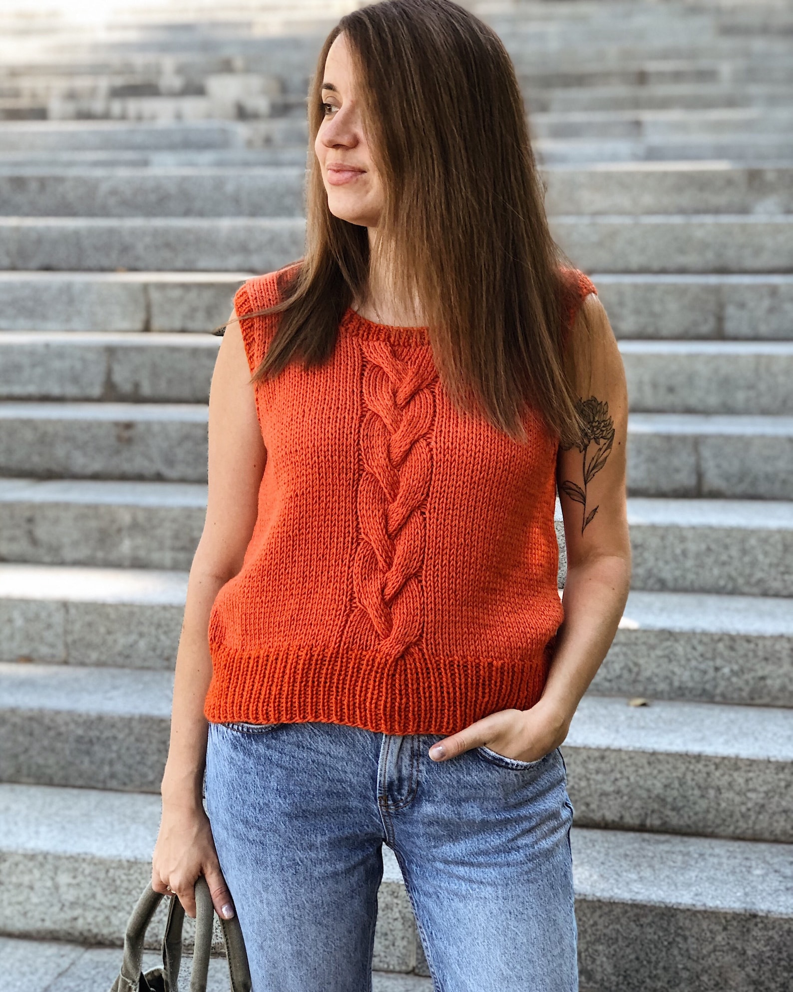 Burnt orange sweater vest Merino wool vest Pumkin vest Chunky Etsy