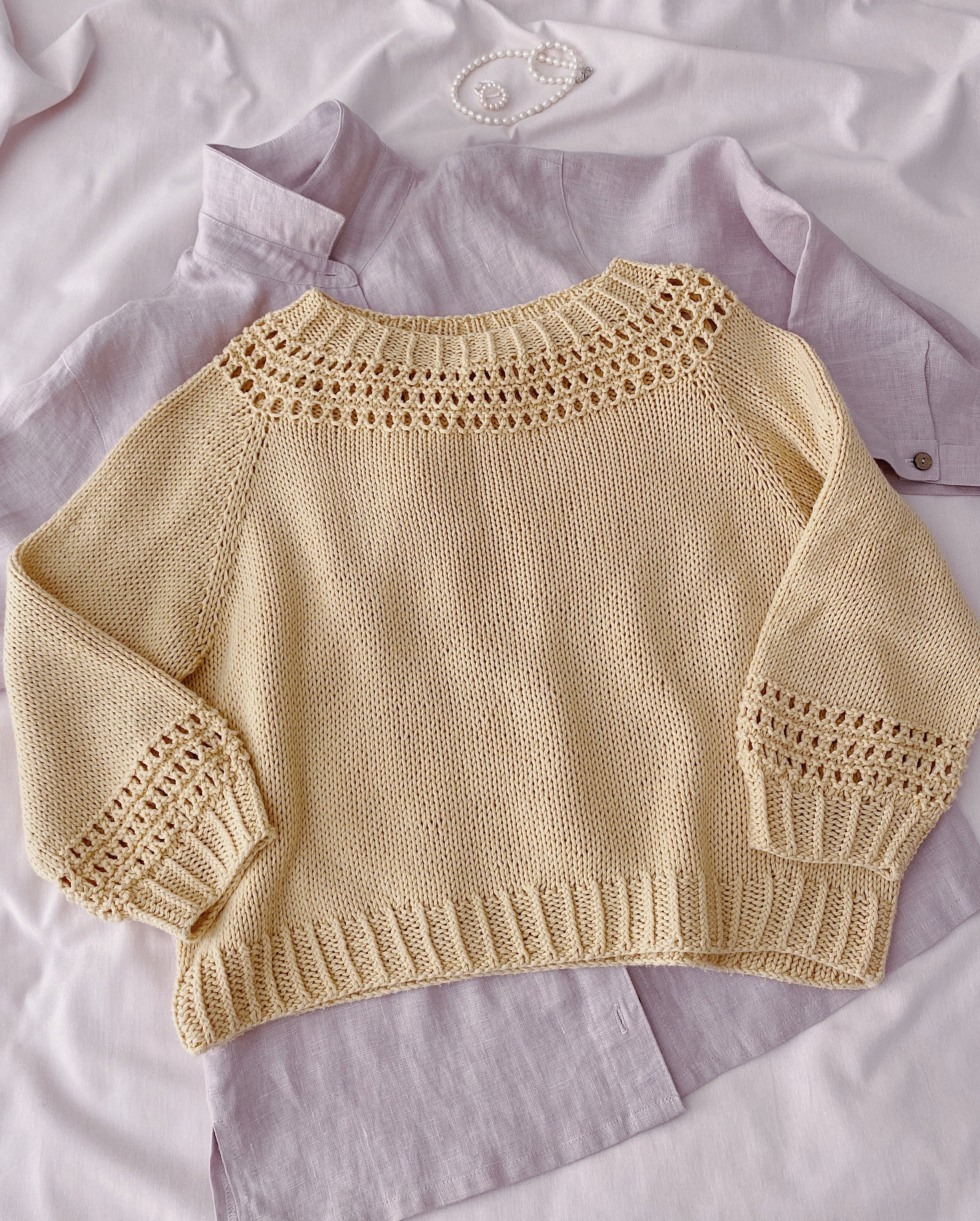 Knitting Pattern Sunlit Sweater Cotton Sweater Pattern Lace