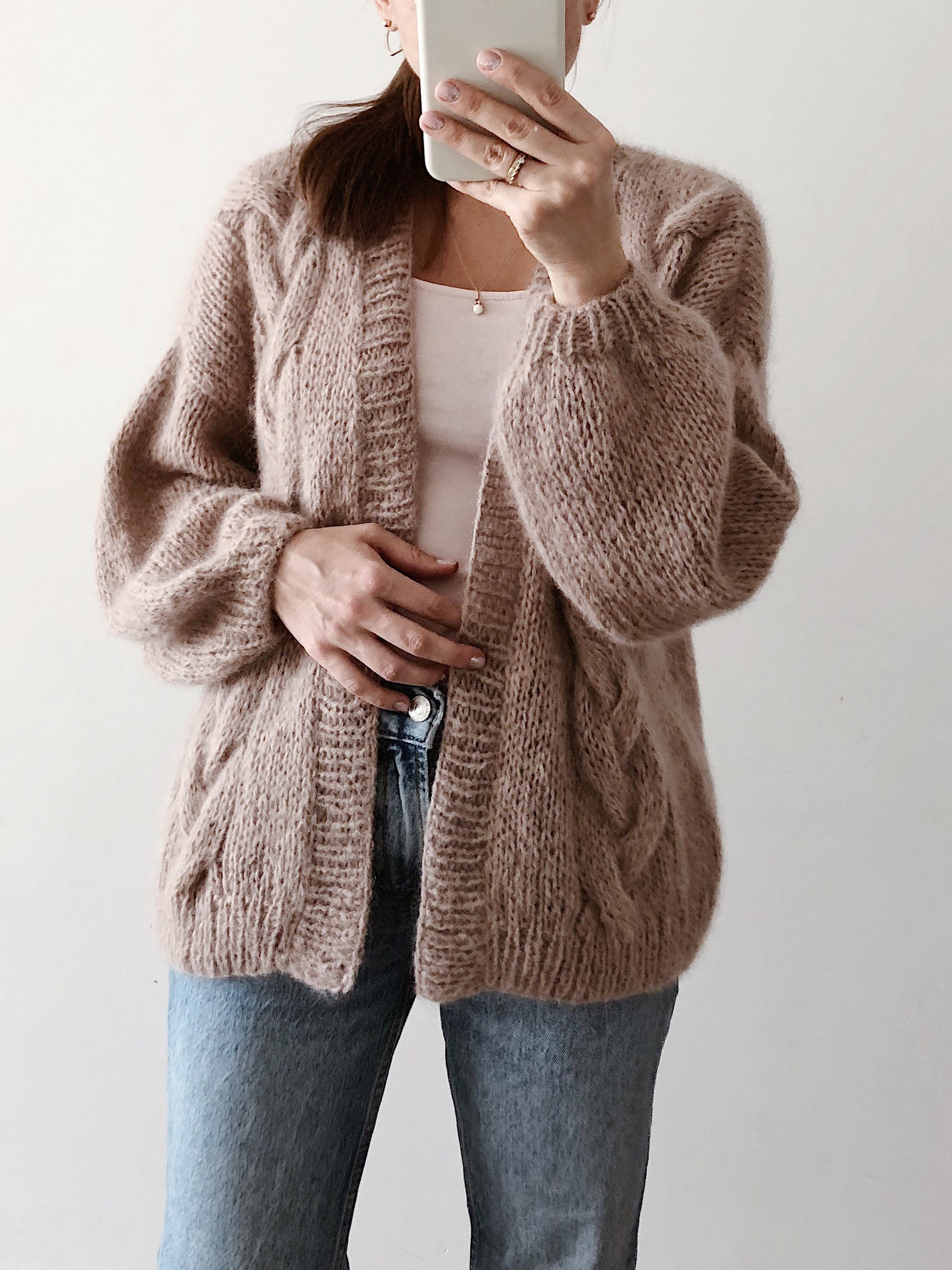 Fuchsia mohair cardigan Open front chunky cardigan Luxury Etsy