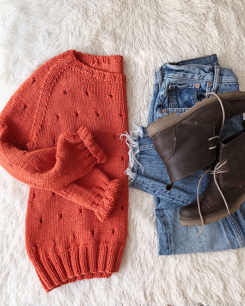 Orange women sweater Burnt orange jumper Hand knitted pullover Etsy