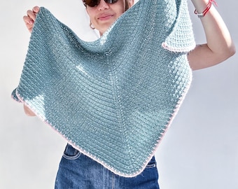 Triangle Textured Shawl, Basic Easy Kerchief Any Size Scarf (English PDf pattern, Contour Shawl)