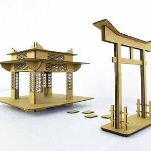 Sanctuaire japonais en carton pour décor de jouets