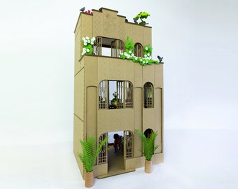 Immeuble art déco en carton pour décor de jouets