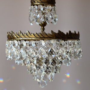 Empire vintage crystal chandelier Hollywood Regency lights  Antique French Crystal Pendants Brass lamp, Light Fittings FREE SHIPPING